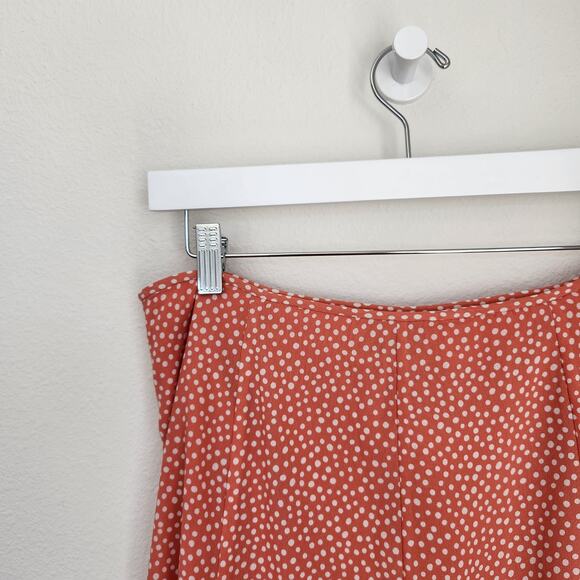 Vintage Orange Mottled Polka Dot High Waisted Fit and Flare Skirt 10 - Picture 8 of 9